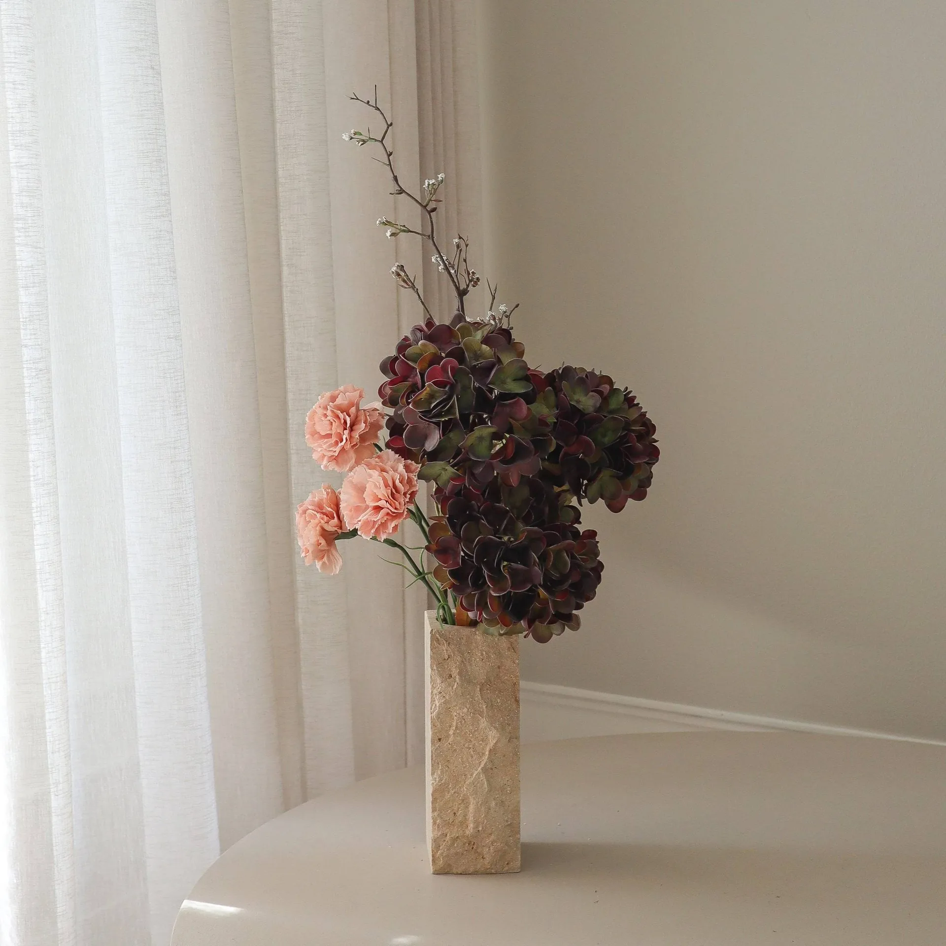 Moody blush artificial bouquet, Hydrangea, carnation, spray, 97 cm Botané