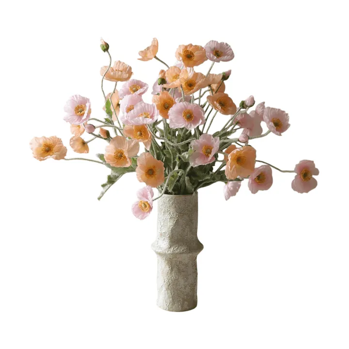 Poppy artificial bouquet - Sorbet Kisses, light pink-coral, 11 pcs - Botané