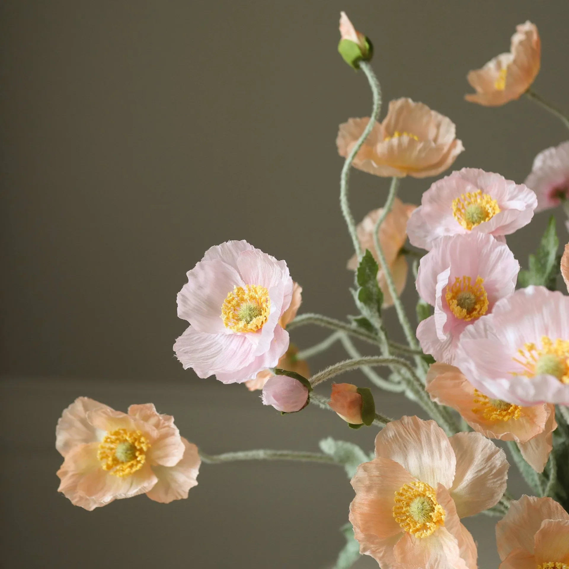 Poppy artificial bouquet, Sorbet Kisses, light pink-coral, 11 pcs Botané