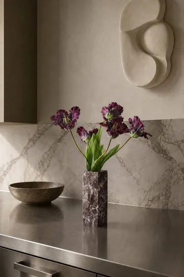 Rosso Levanto Edge marble vase - Small, 25 cm - Botané