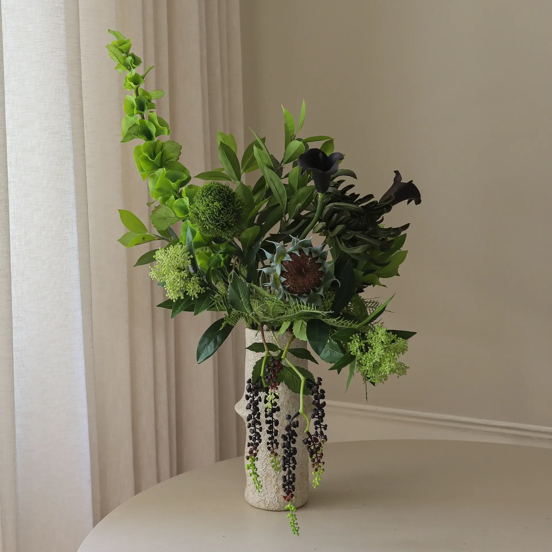 Verdant Noir artificial bouquet, Calla spider chrysanthemum autumn sunflower, 92 cm, 13 pcs Botané