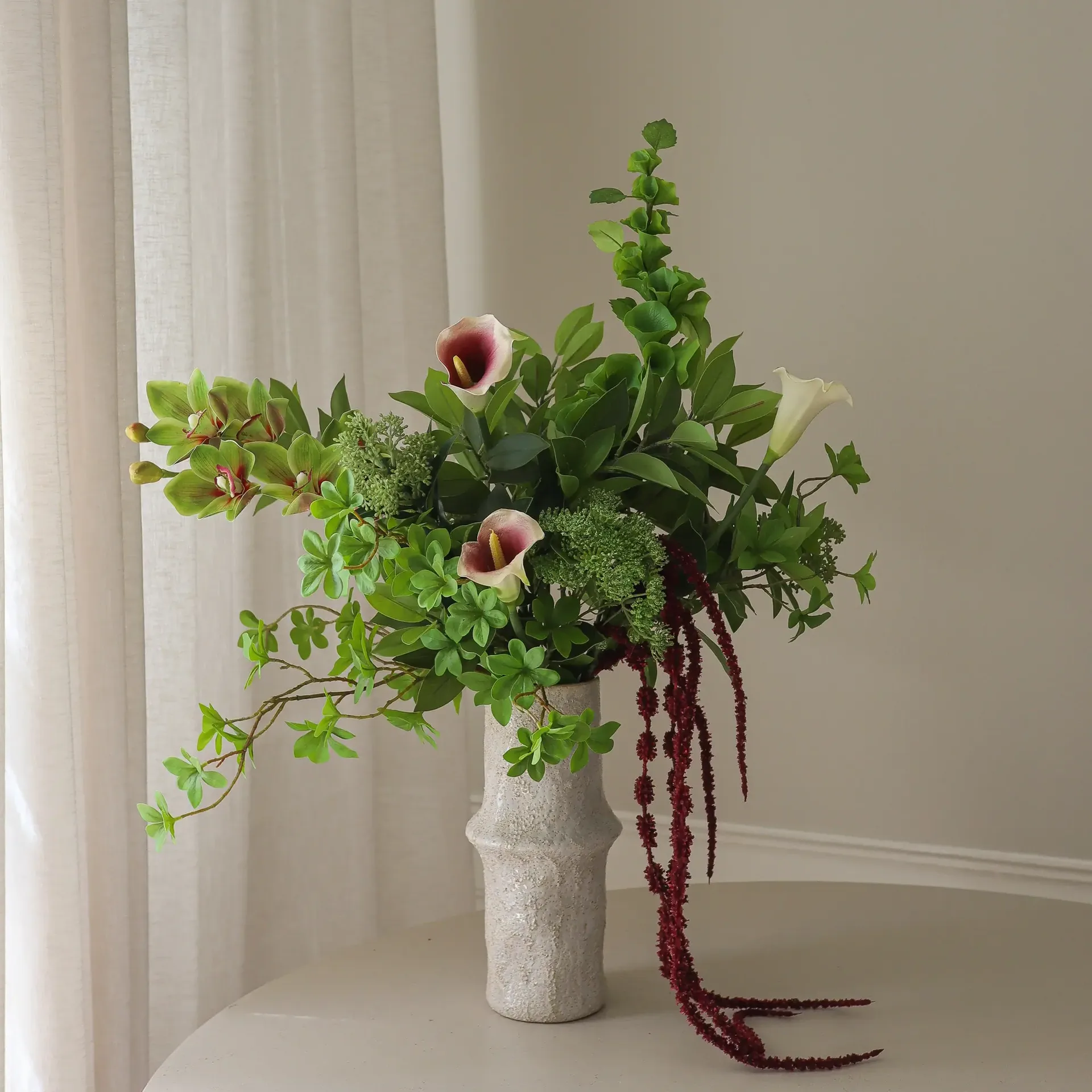 Wild Grove artificial bouquet, Calla-cymbidium orchid-queen anne’s lace, 112 cm, 16 pcs Botané