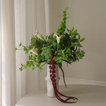 Wild Grove artificial bouquet - Calla-cymbidium orchid-queen anne’s lace, 112 cm, 16 pcs - Botané