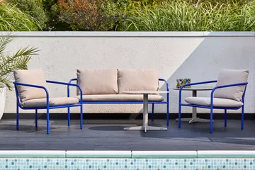 Bendt lounge chair - Teddy beige-indigo blue - Brafab