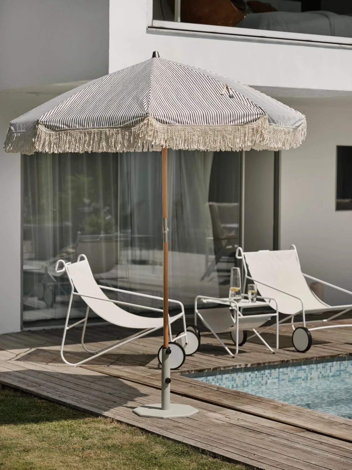 Gatsby parasol, Grey stripe, Ø185 cm Brafab
