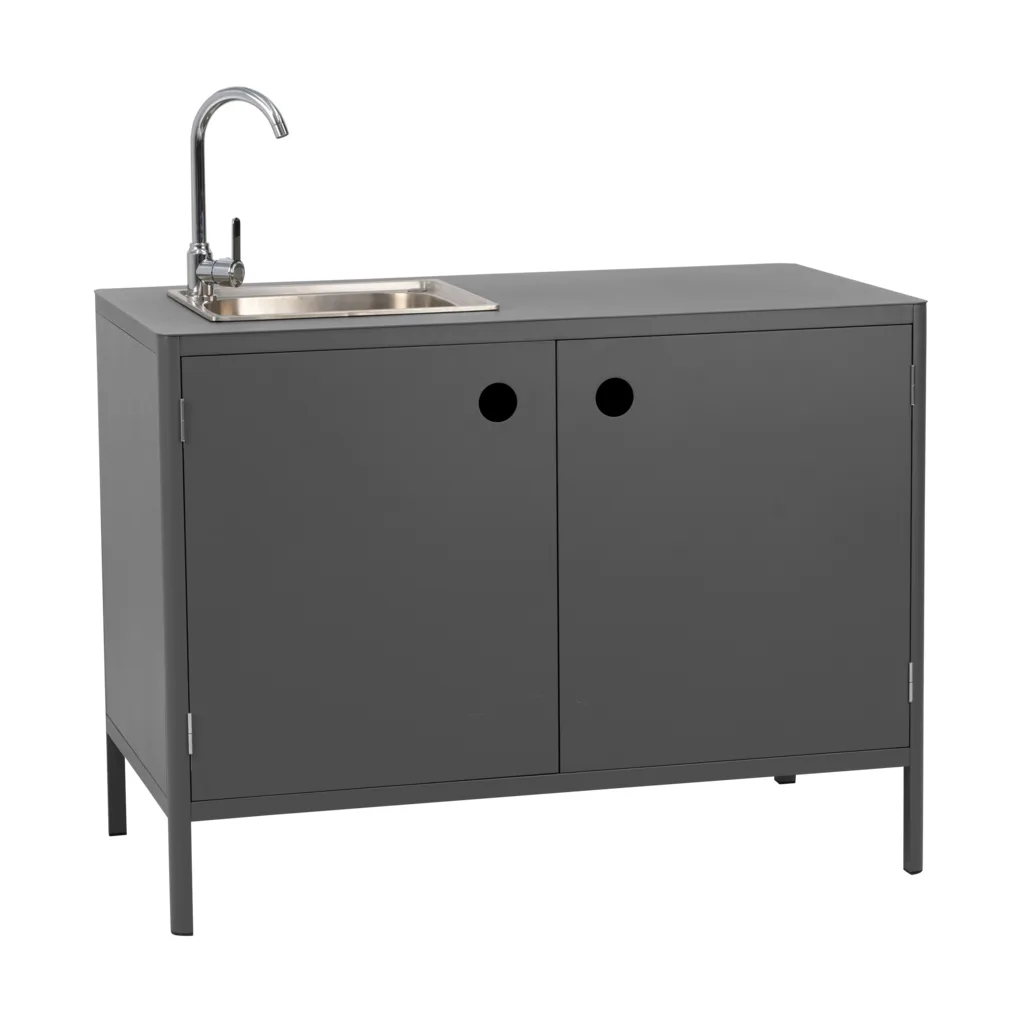Kelia outdoor kitchen base cabinet with sink, Anthracite, 121x90x64 cm Brafab