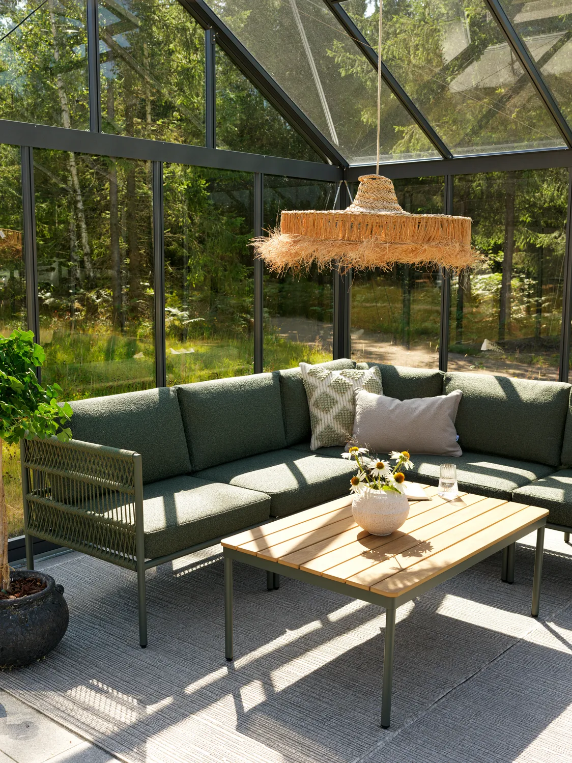 Reno coffee table, Nordic green-natural wood, 110x70 cm Brafab