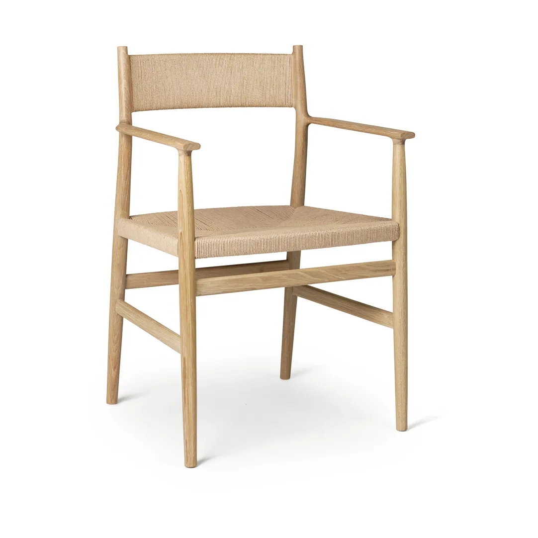 Arv arm chair woven back and seat, Oiled oak-paper ribbon Brdr. Krüger