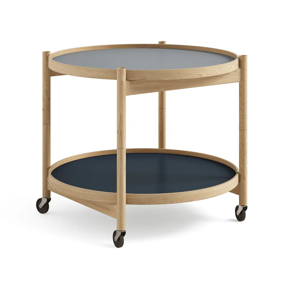 Bølling Tray Table model 60, Water, oiled oak stand Brdr. Krüger