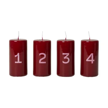 Broste advent candle - Burgundy-White, 4 pieces - Broste Copenhagen