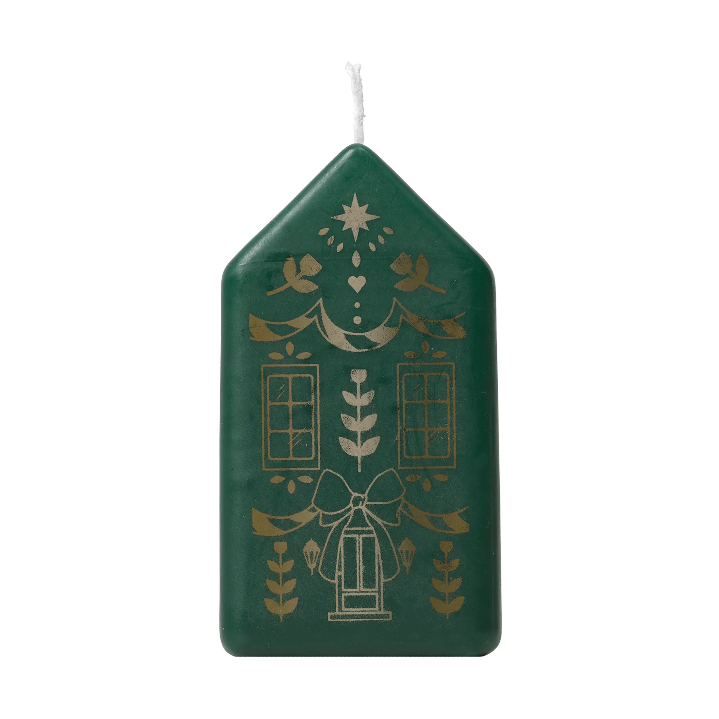 Casa pillar candle, Dark Green-Gold Broste Copenhagen