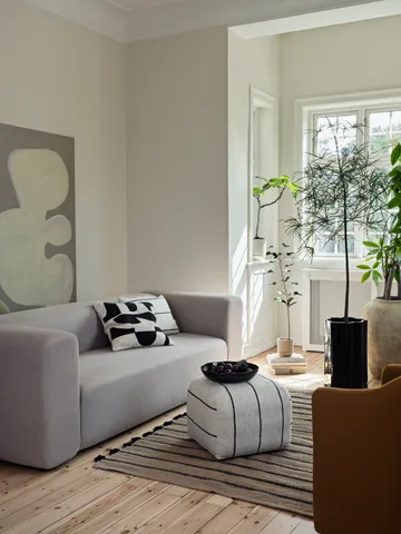 Sigrid pouf - Light beige-black, 50x50 cm - Broste Copenhagen