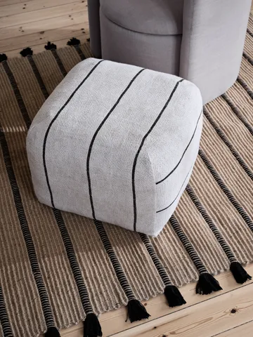 Sigrid pouf - Light beige-black, 50x50 cm - Broste Copenhagen