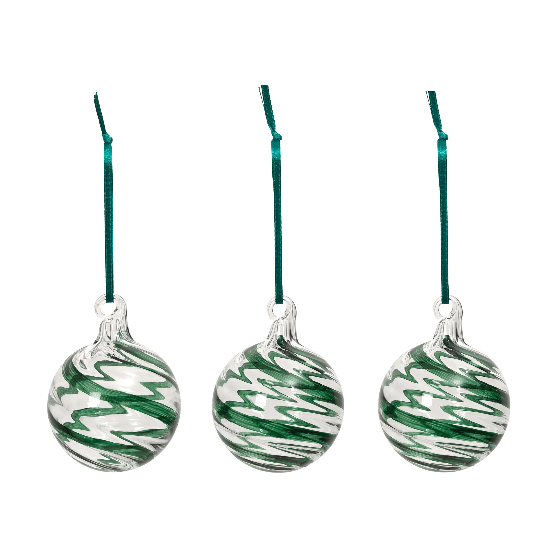 Swirl Christmas bauble, Deep Forest-Clear Broste Copenhagen