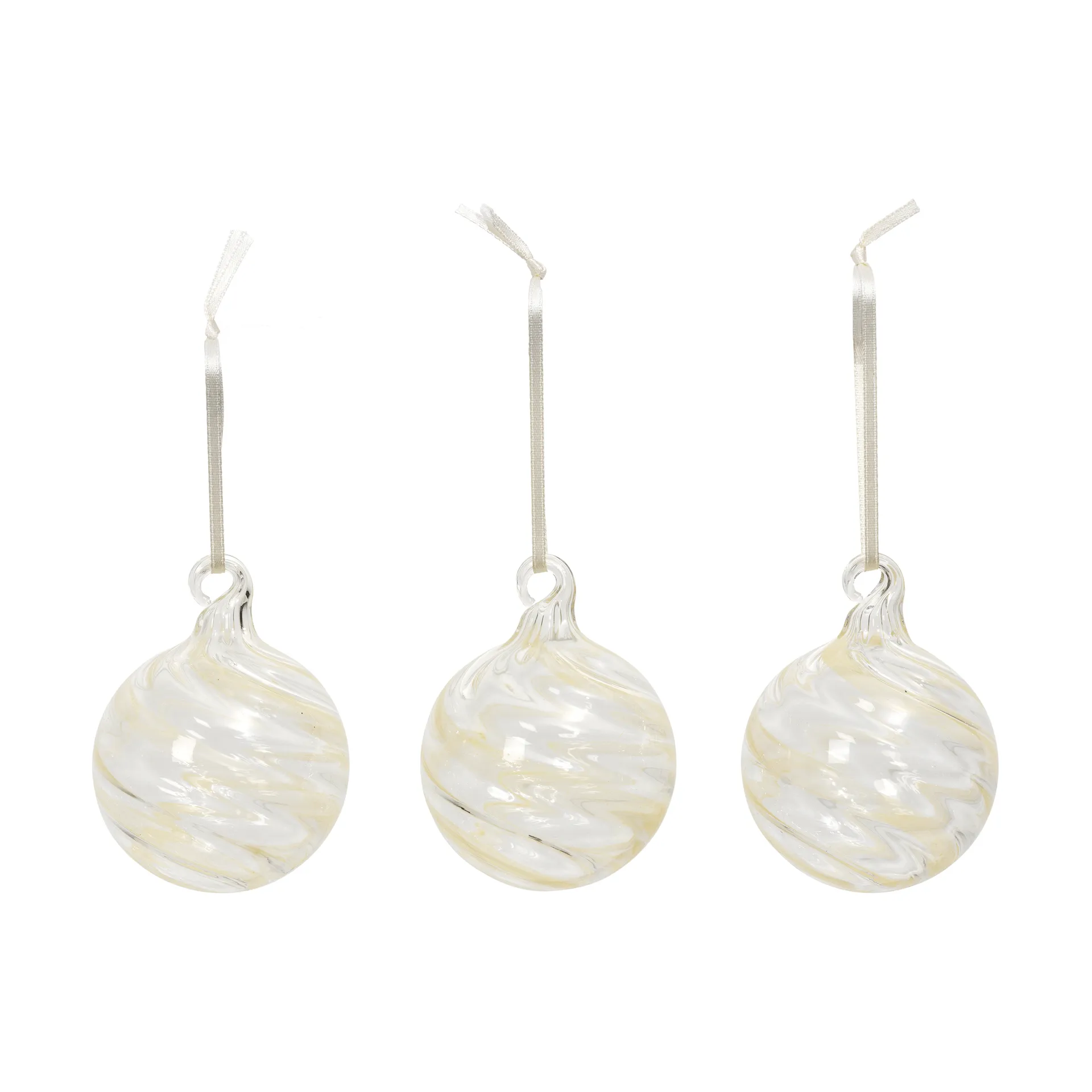Swirl Christmas bauble, Off White-Clear Broste Copenhagen