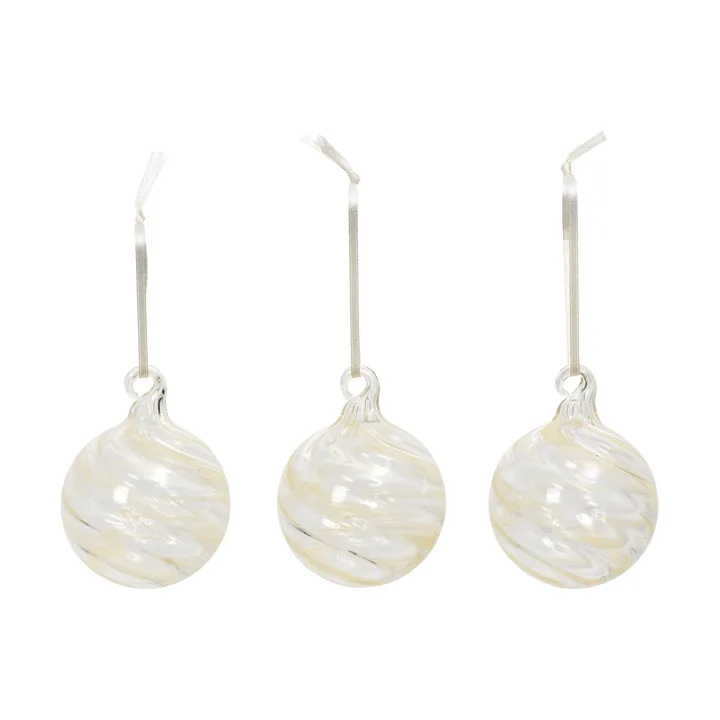 Swirl Christmas bauble - Off White-Clear - Broste Copenhagen