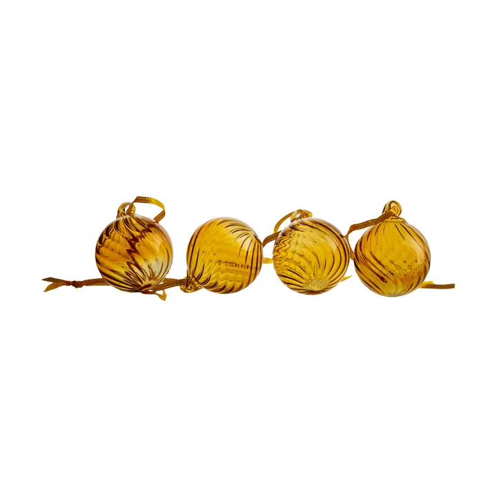 Opacity Christmas tree bauble XS Ø4 cm 4-pack - Yellow - Byon