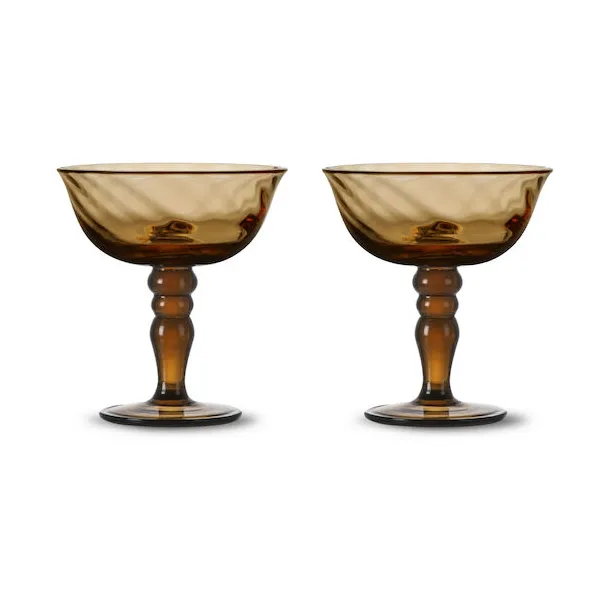 Opacity Italian champagne coupe 15 cl 2-pack - Brown - Byon
