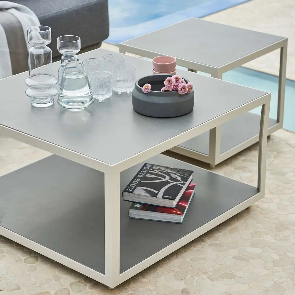 Level side table, Teak-lava grey stand Cane-line