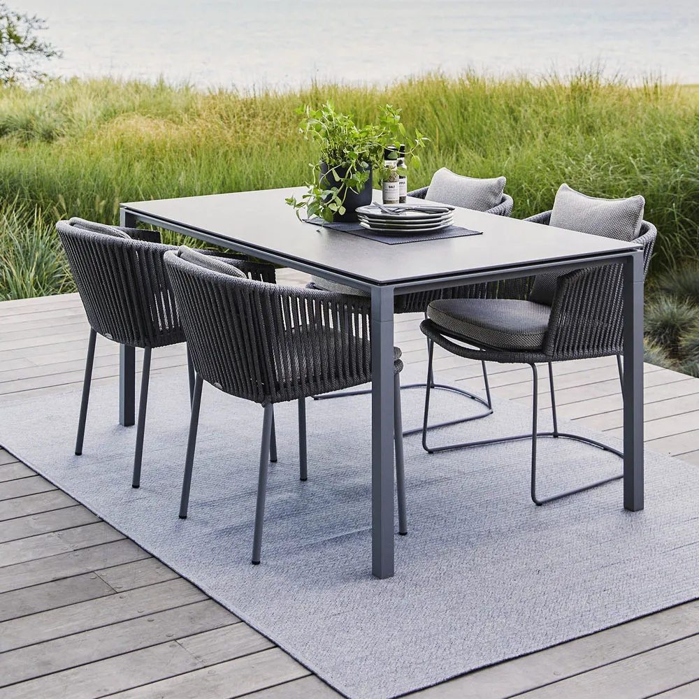 Moments stackable chair, Dark grey, Cane-Line soft rope Cane-line
