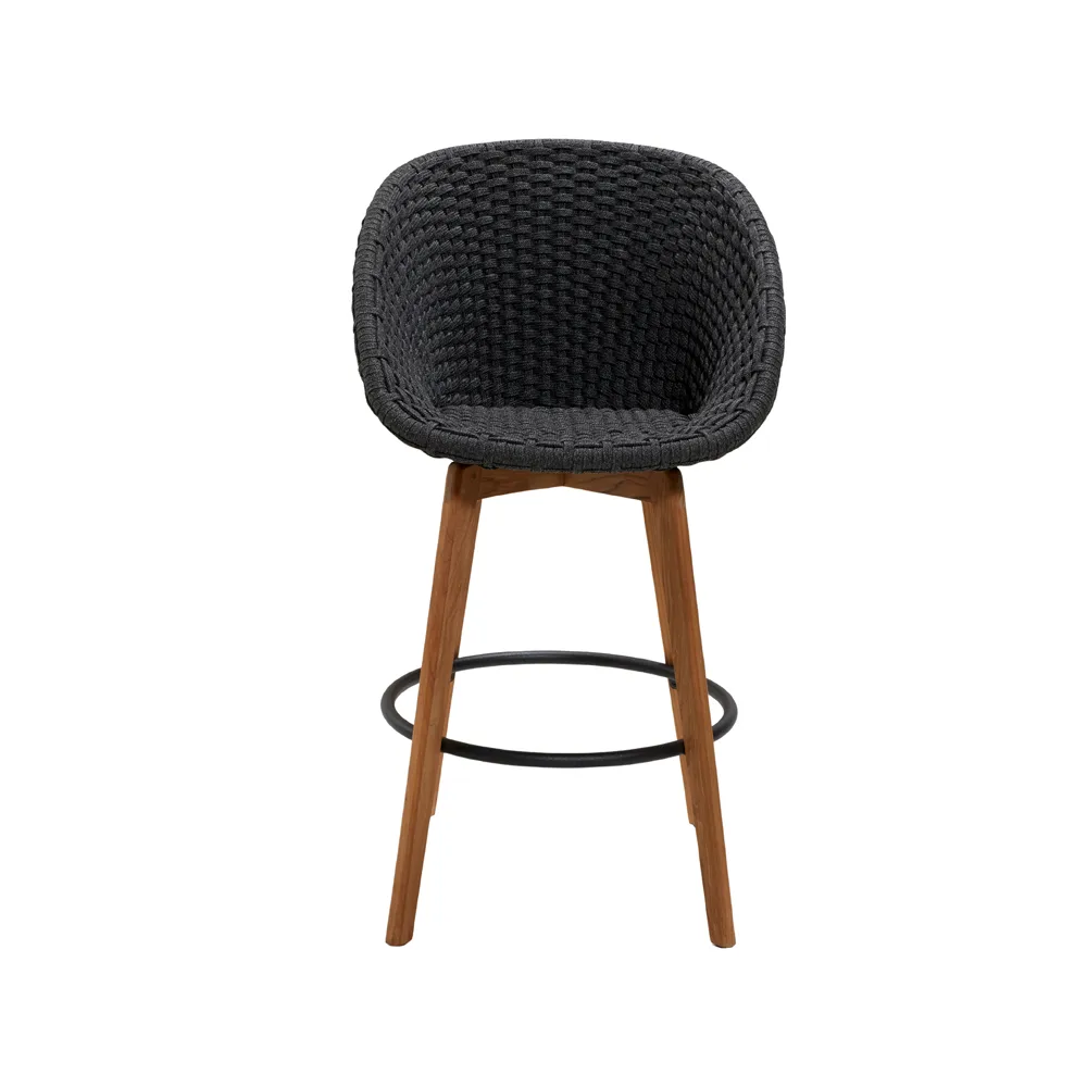 Peacock barstool, Dark grey, teak legs Cane-line