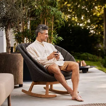 Peacock rocking chair - Focus dark blue-teak - Cane-line