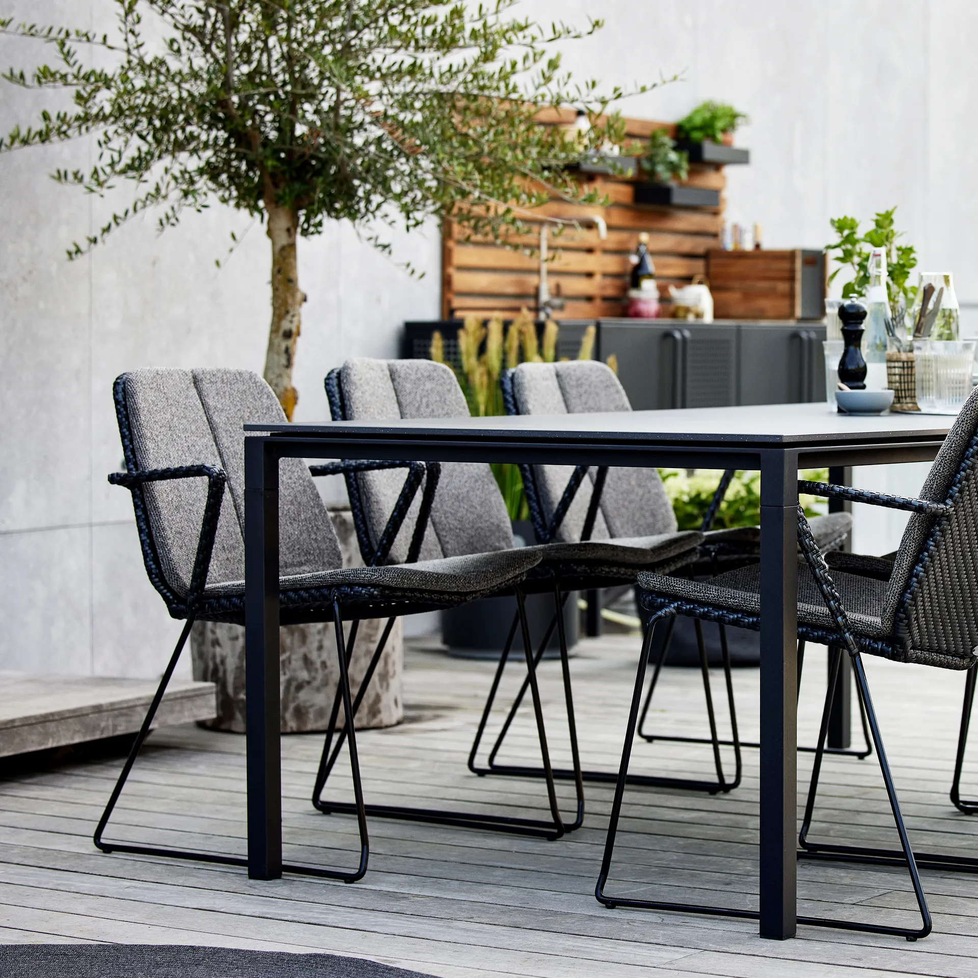 Pure table 200x100 cm Basalt grey-lava grey,  Cane-line