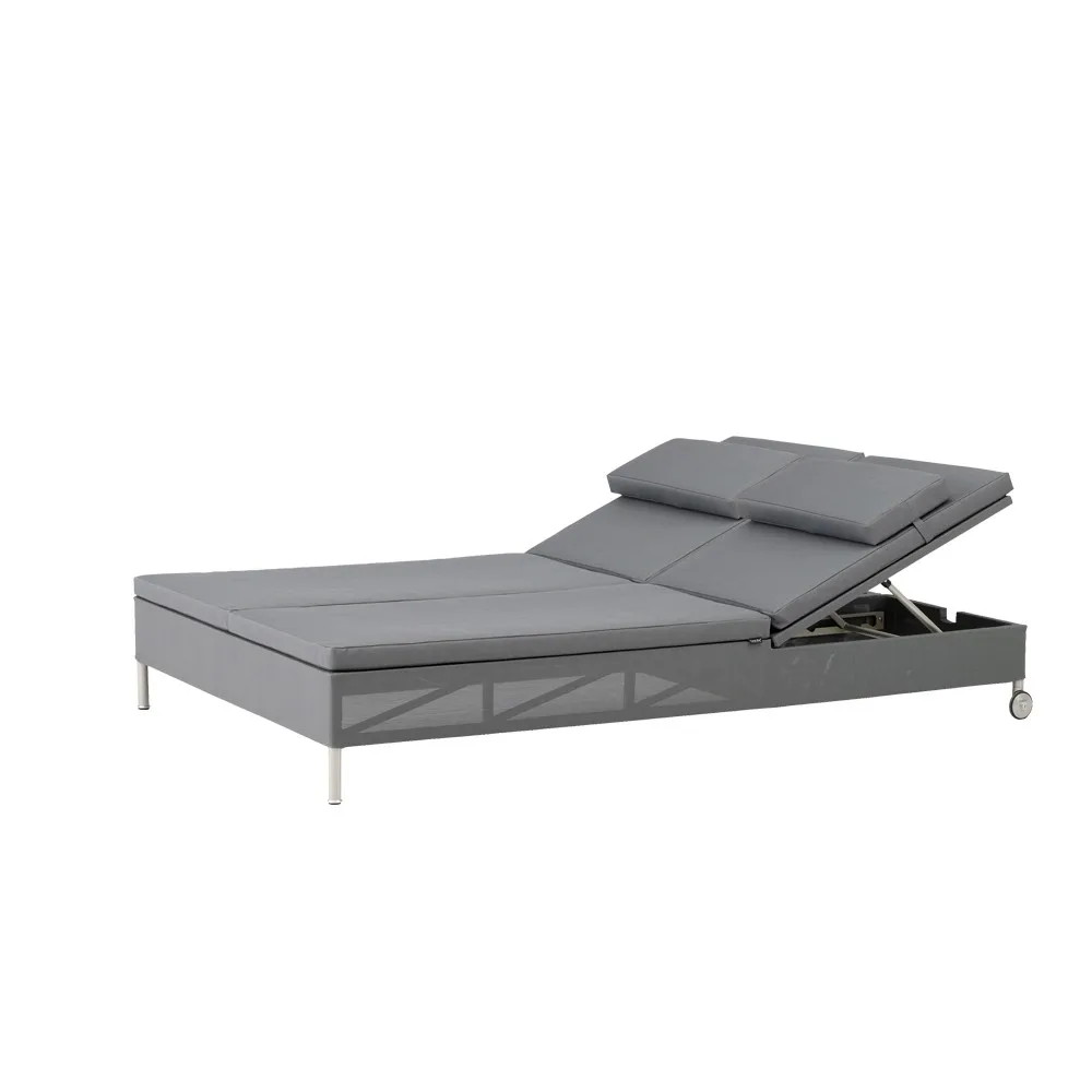 Rest sun lounger, Cane-Line Natté grey, double Cane-line