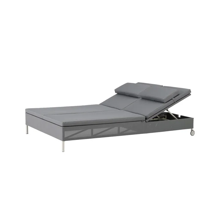 Rest sun lounger - Cane-Line Natté grey, double - Cane-line