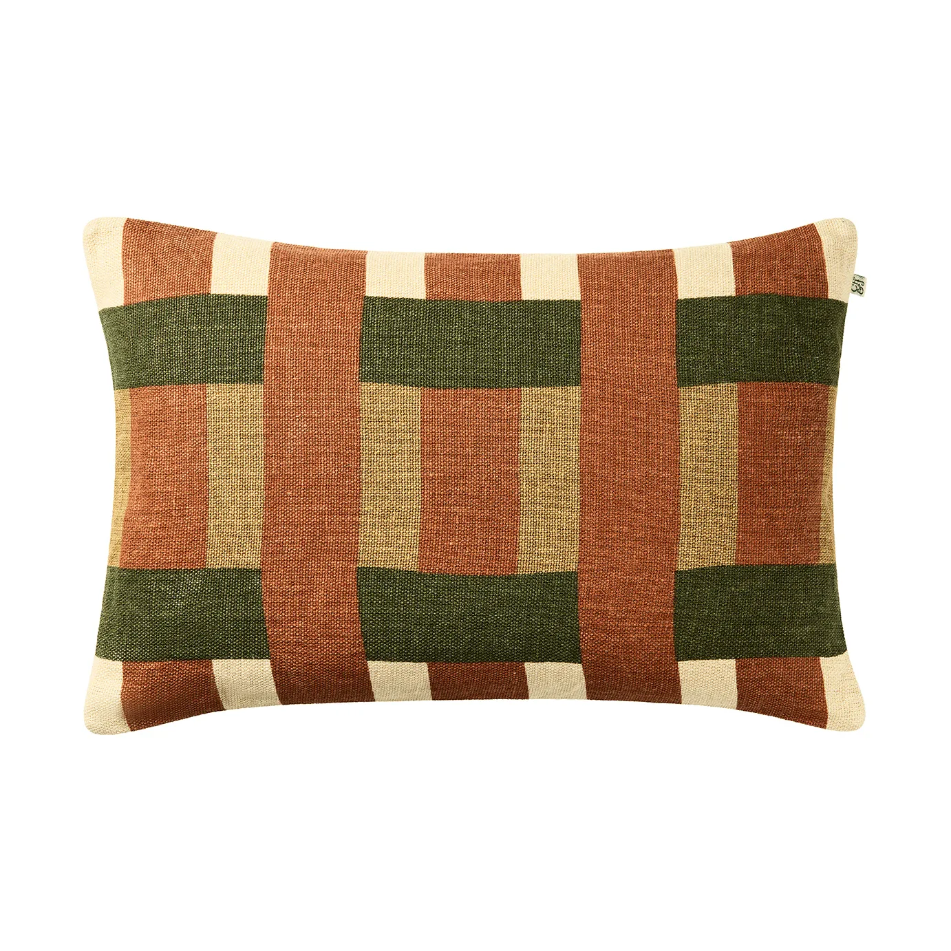 Benaras cushion cover, Apricot Orange-Khaki-Cactus Green, 40x60 cm Chhatwal & Jonsson