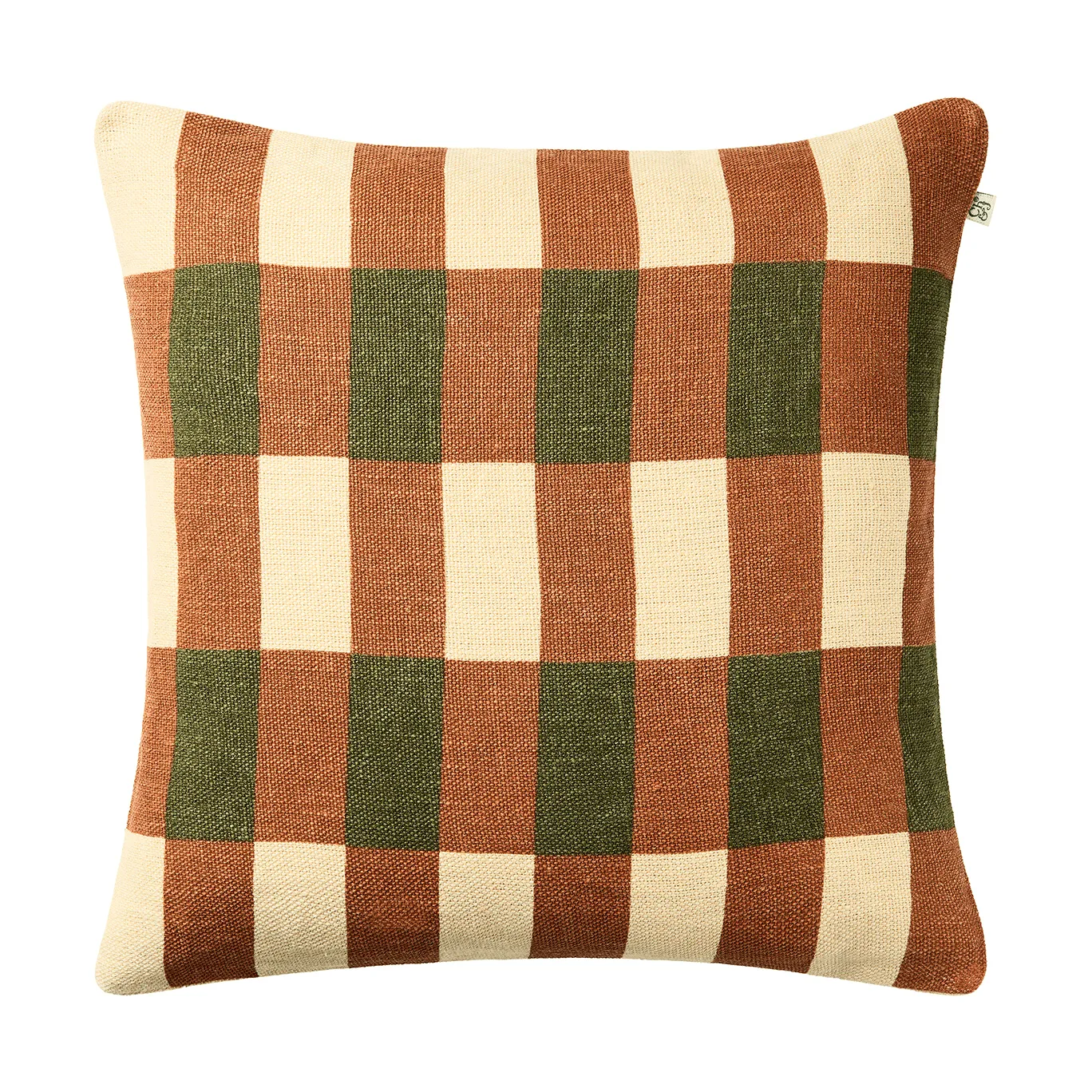 Marari cushion cover, Apricot Orange-Cactus Green, 50x50 cm Chhatwal & Jonsson