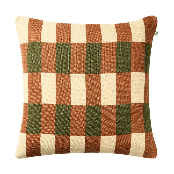 Marari cushion cover - Apricot Orange-Cactus Green, 50x50 cm - Chhatwal & Jonsson