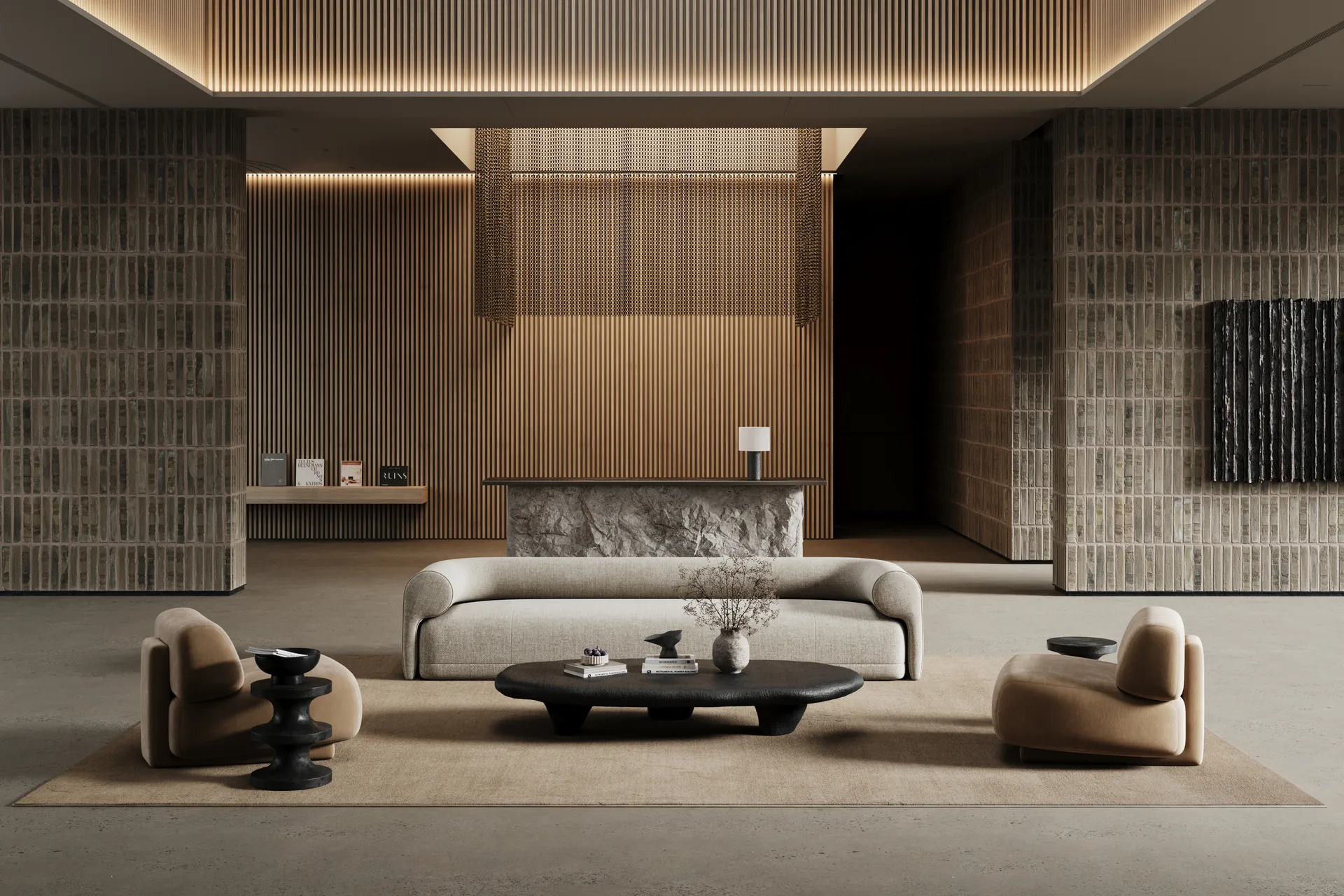 Lobby rug with overlock stitching, Beige, 200x300 cm Classic Collection