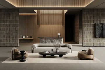 Lobby rug with overlock stitching - Off-white, 300x400 cm - Classic Collection