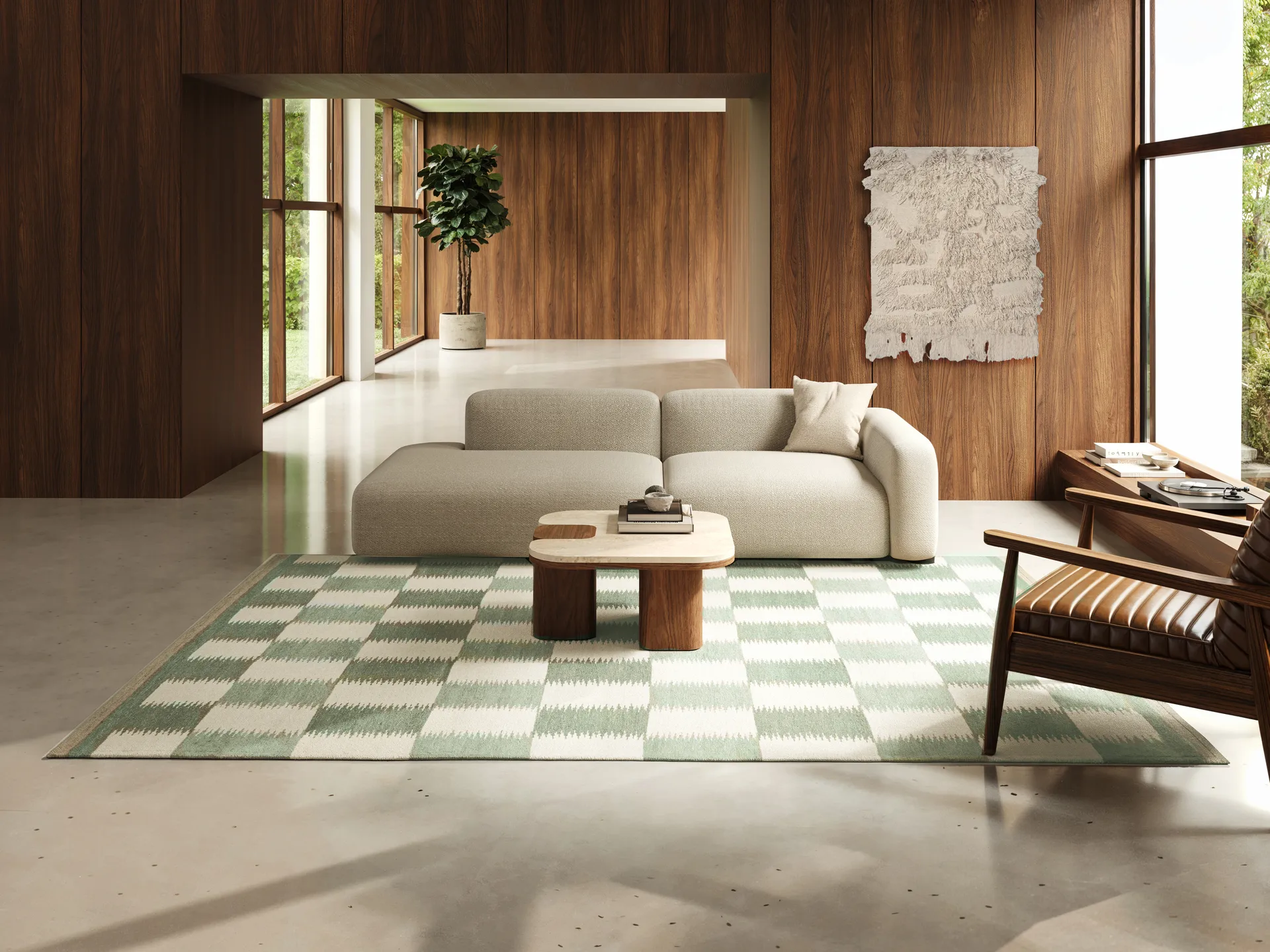 Röllakan Tagel rug, Green, 250x350 cm Classic Collection