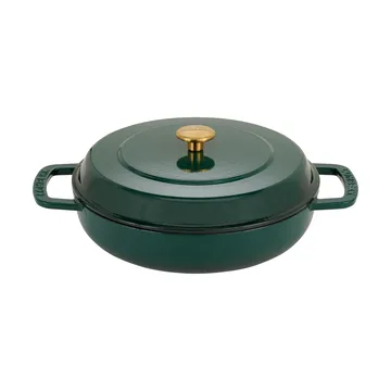 Combekk Enameled cast iron sauté pan Ø28 cm - Holly Green-gold knob - Combekk