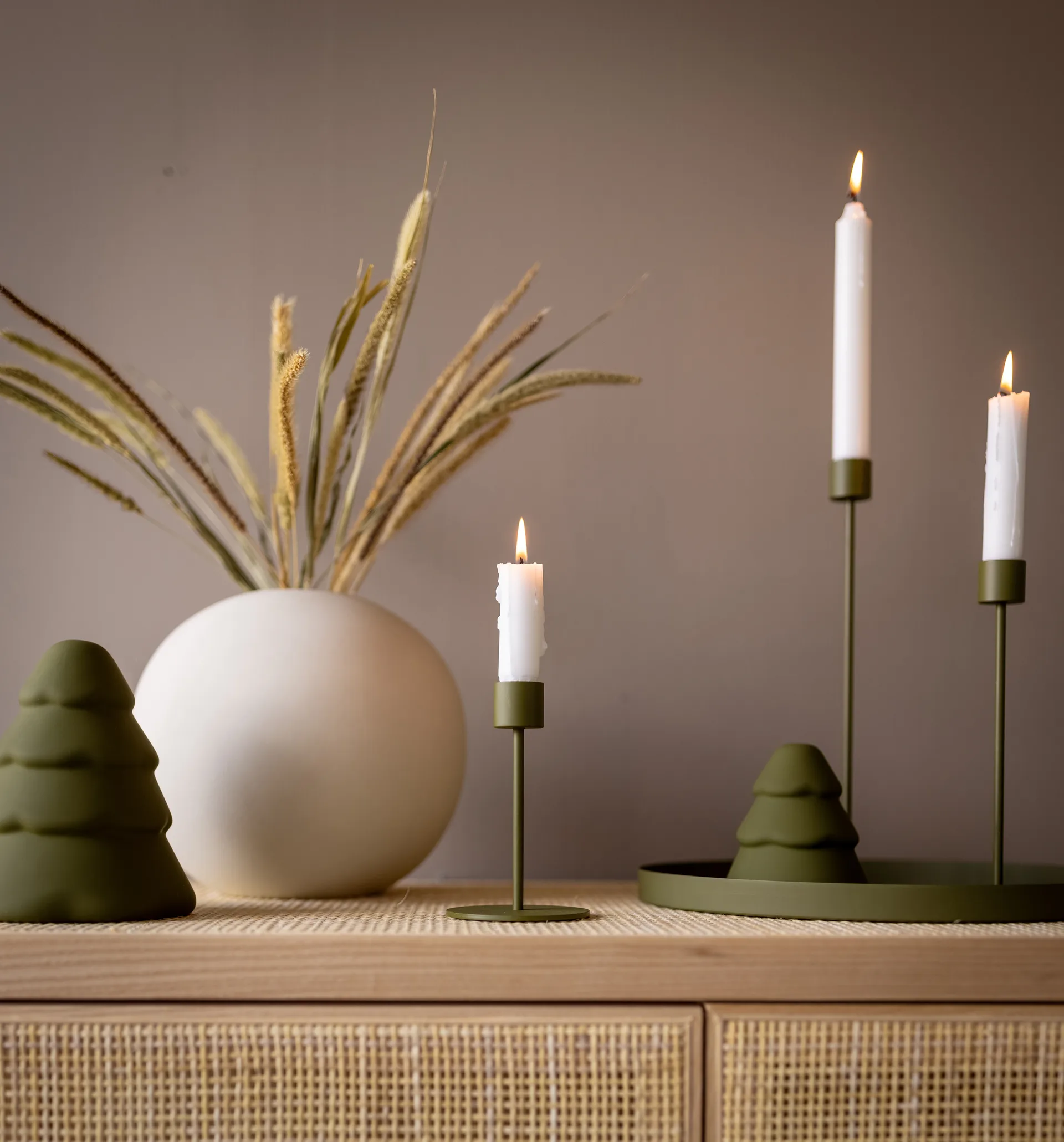 Cooee candle sticks 13 cm, Olive Cooee Design