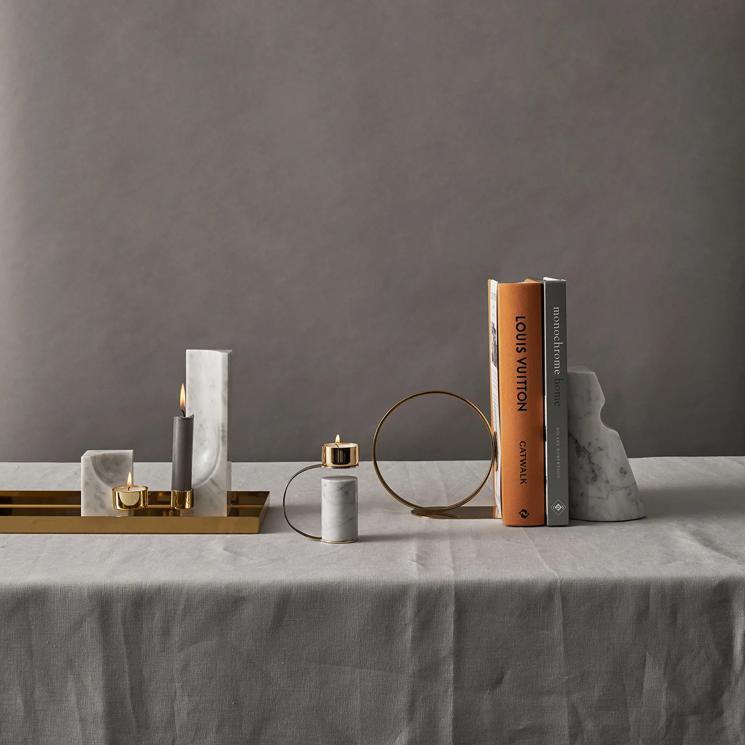 Quarter candle holder, carrara Cooee Design