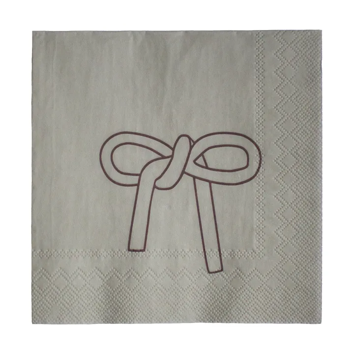 Bow paper napkin 33x33 cm 20-pack - Beige - DBKD