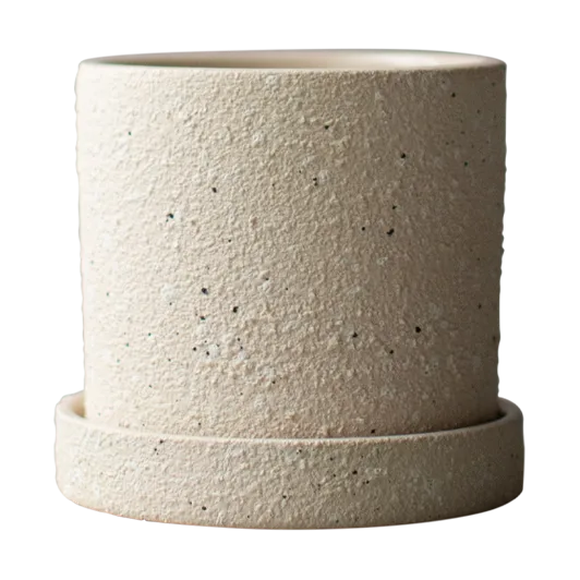 Grow pot Ø10 cm with saucer, Cream structure DBKD