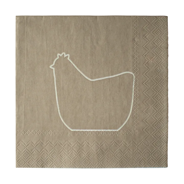 Happy hen paper napkin 33x33 cm 20-pack - Brown - DBKD