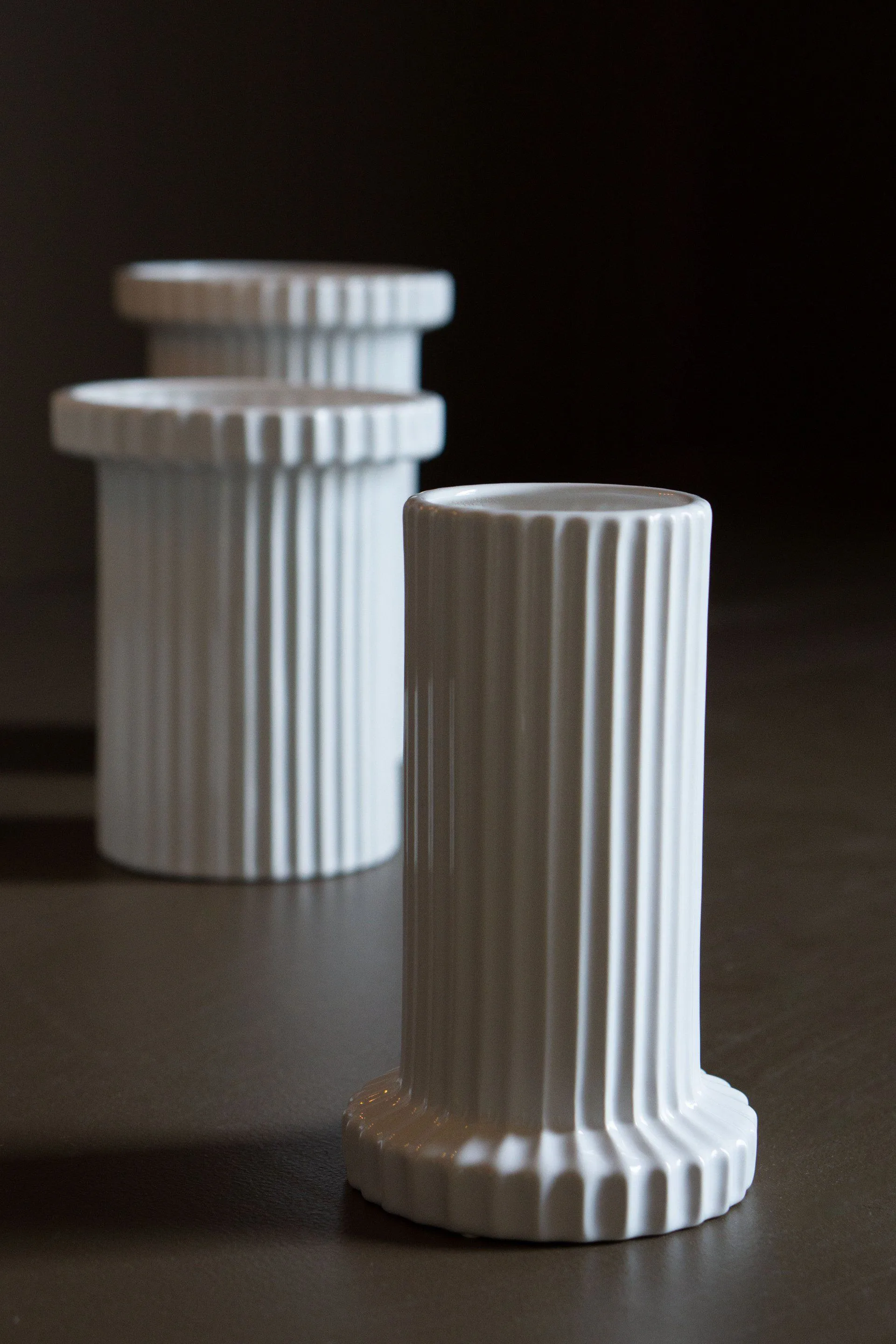 Stripe vase 18 cm, Shiny white DBKD
