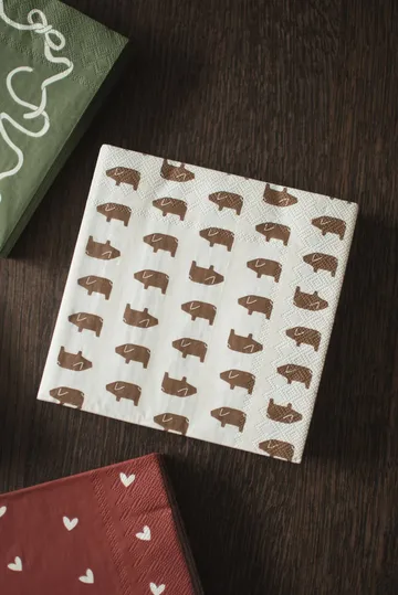 Swedish pig paper napkin 33x33 cm 20-pack - Brown - DBKD