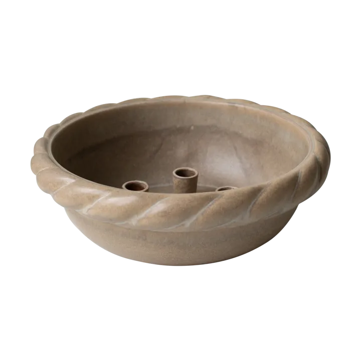 Twine plate candlestick Ø30 cm - Beige - DBKD