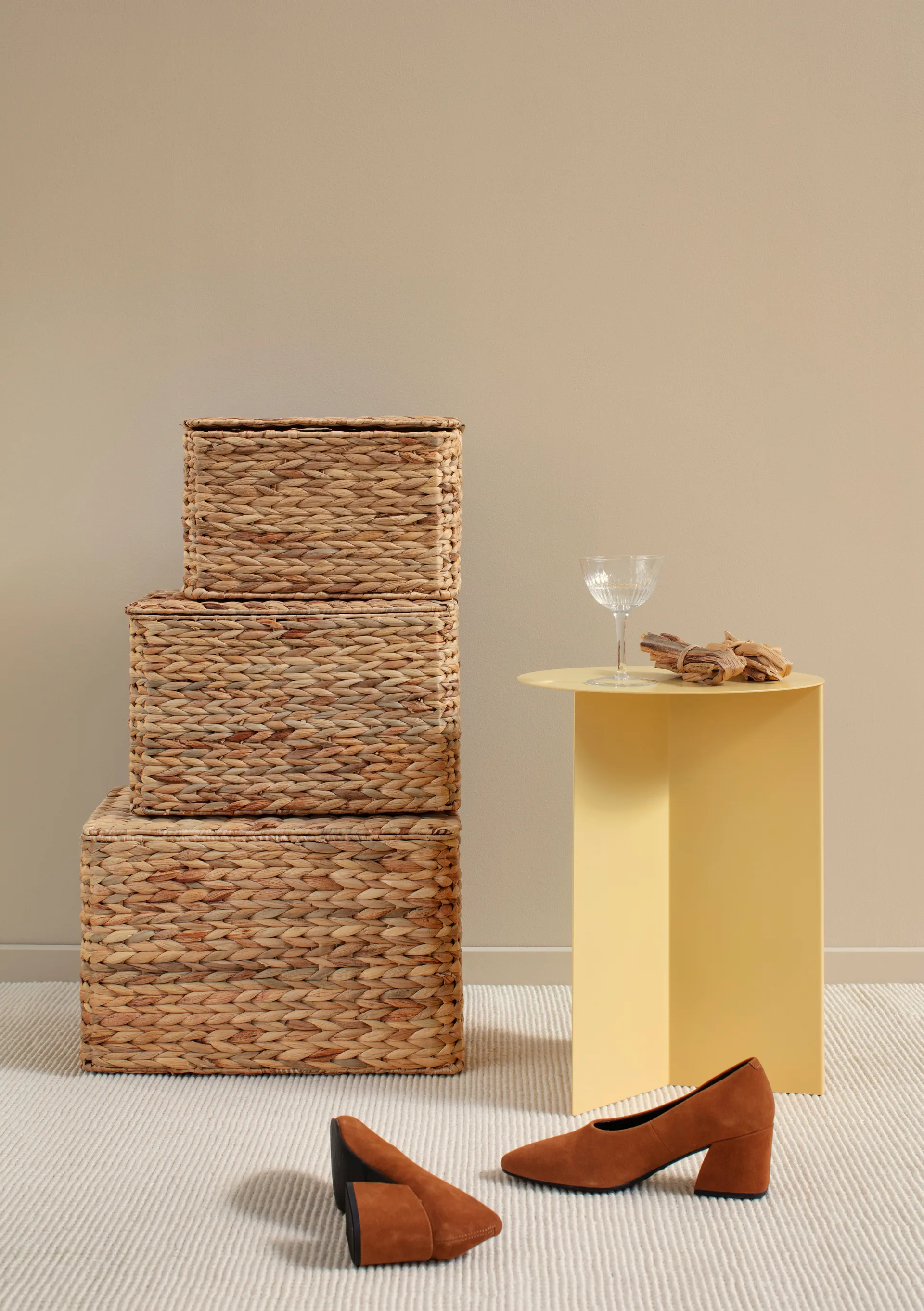 Basket with lid 4 pcs, Fishbone Dixie