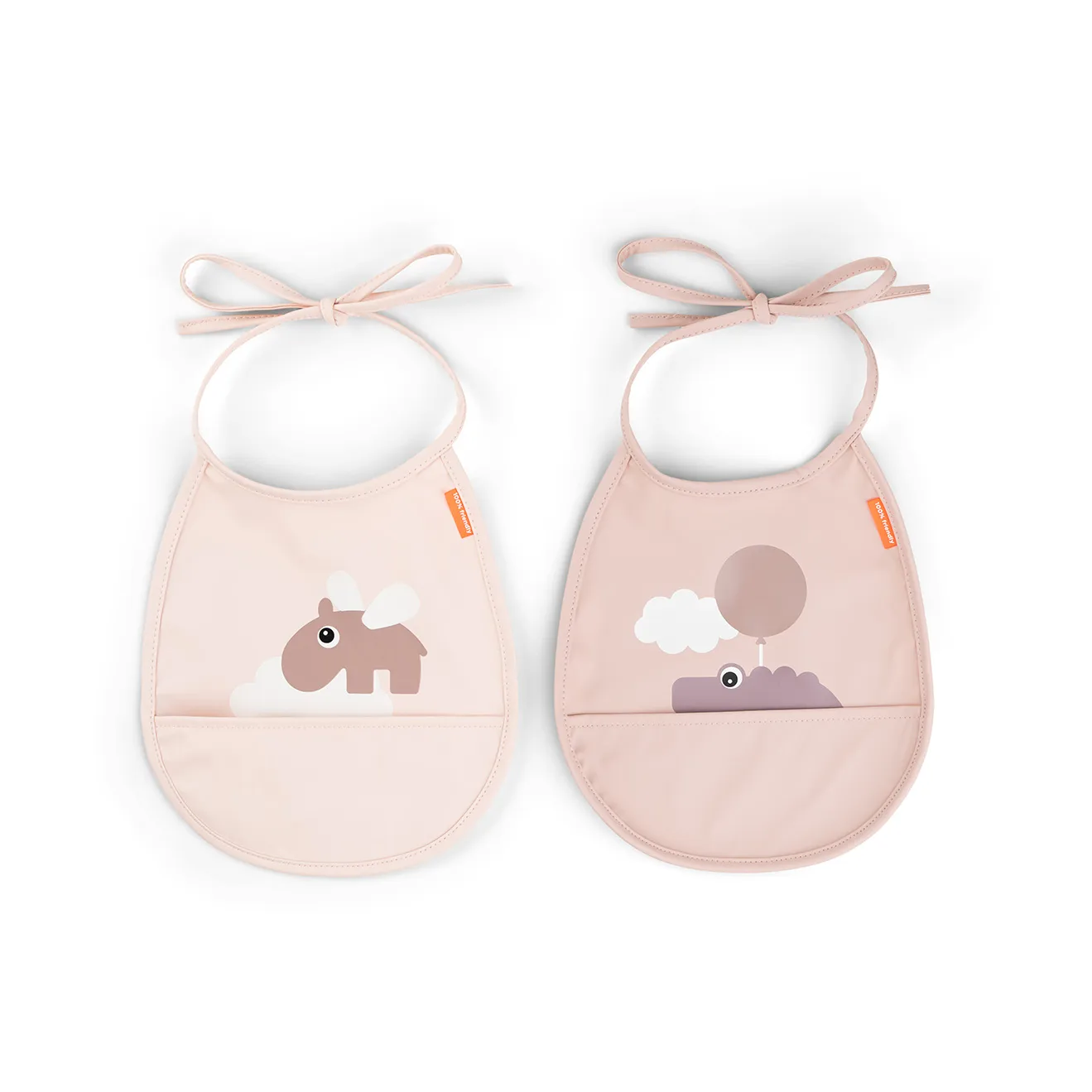 Happy Clouds Tiny bib 2-pack, Powder Done by deer