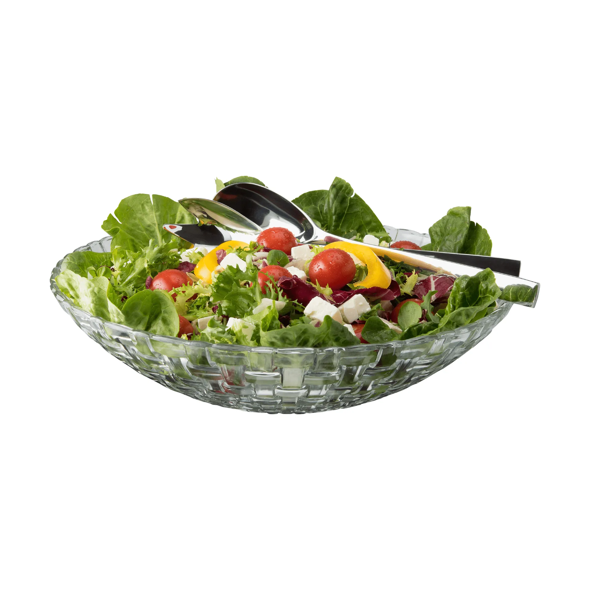 Glitter salad bowl set, Glass-stainless steel, 3 pieces Dorre
