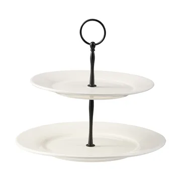 Kafi cake stand 2 tiers porcelain - White - Dorre