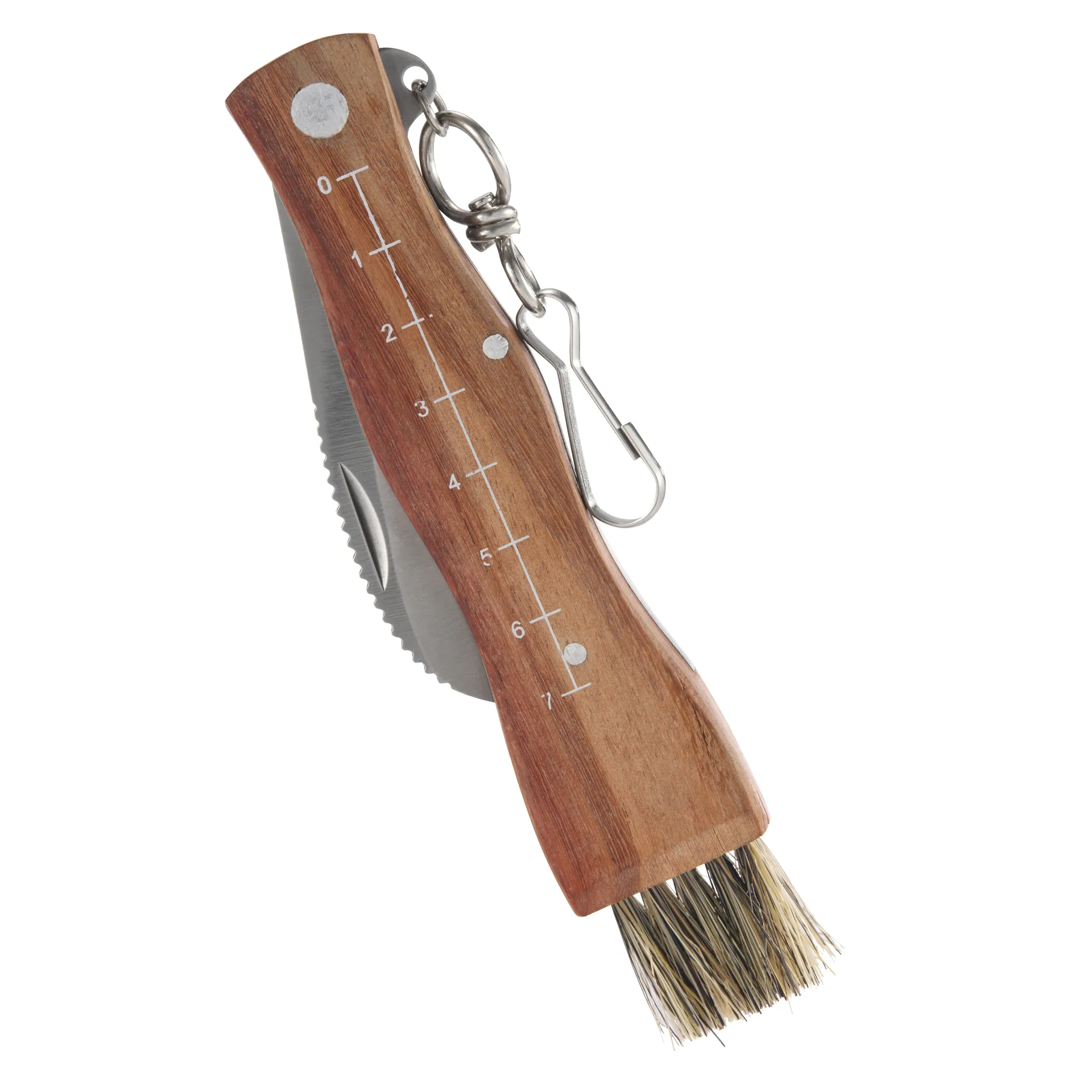 Stuti mushroom knife brown wooden handle with brush 13x2 cm, Stainless steel Dorre