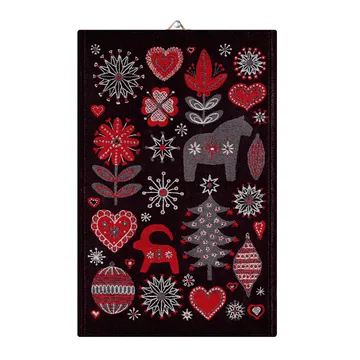 Julnatt kitchen towel - black - Ekelund Linneväveri
